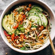 Spring Roll Bowls with fork.