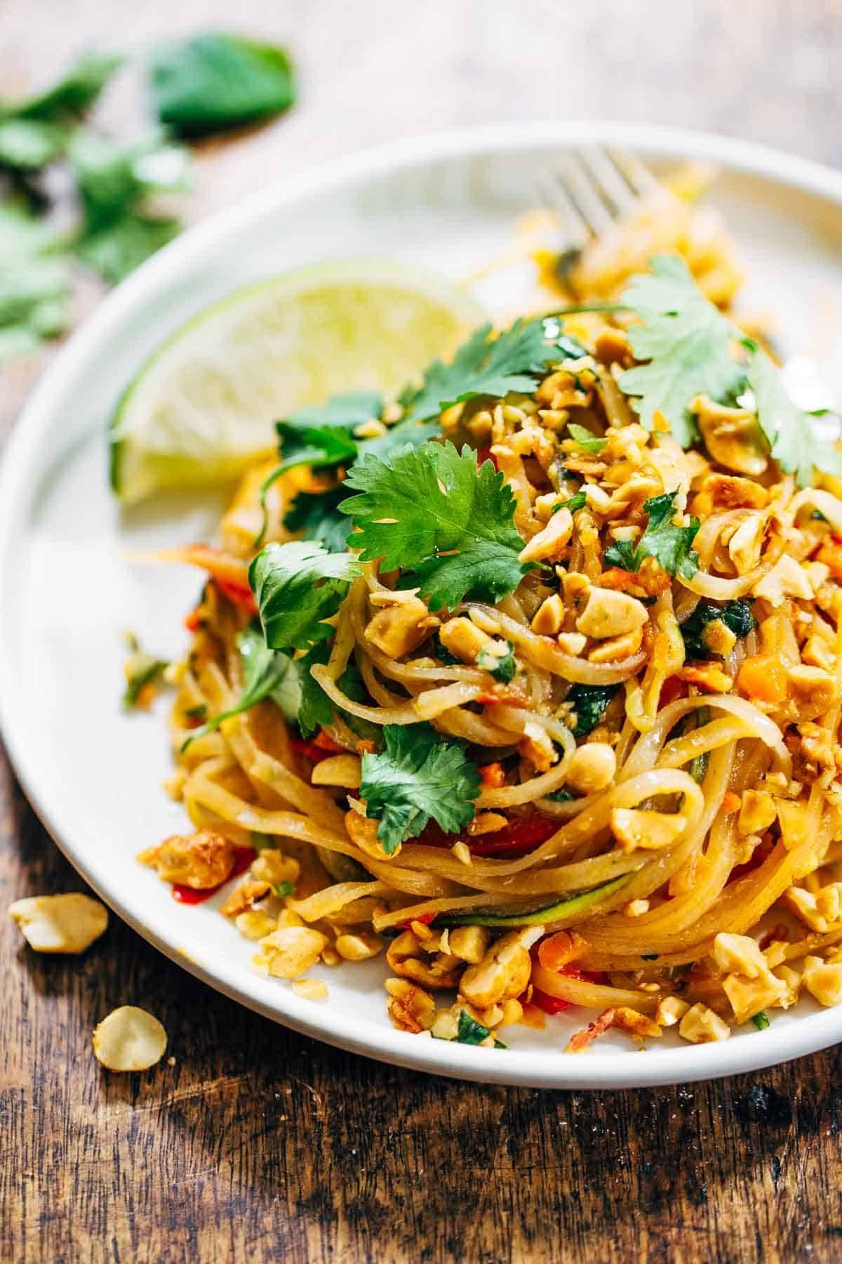 Vegetarian Pad Thai on Plate